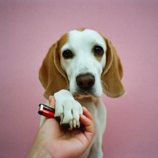 A dog's paw held in a hand during a nail clip
